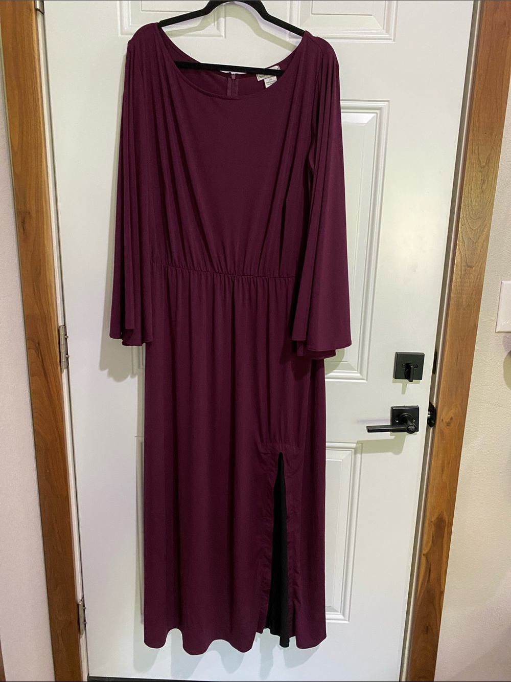 Jessica London Plum Long Sleeve Maxi Dress with Side Slit